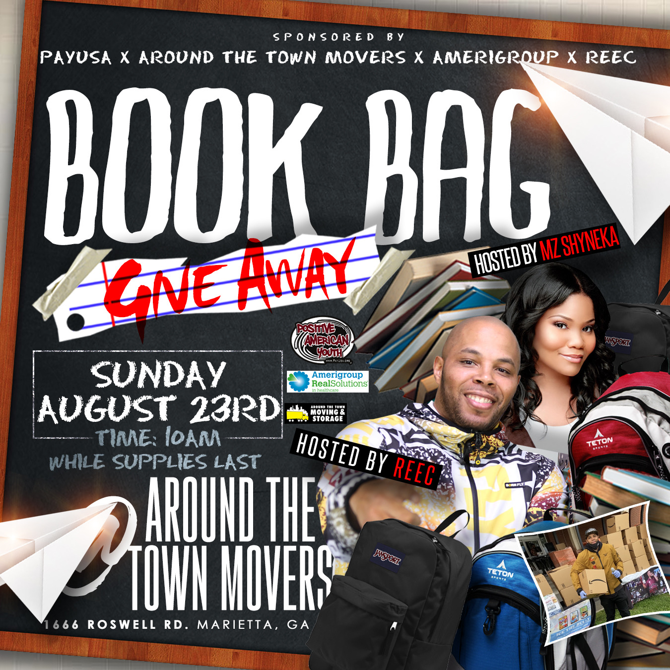 Free Book Bags & Snacks 8/23/20